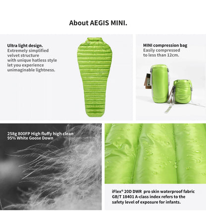 AEGISMAX MINI 800FP Goose Down Sleeping Bag Ultralight Outdoor Camping Hiking Sleeping Bag for Backpacking