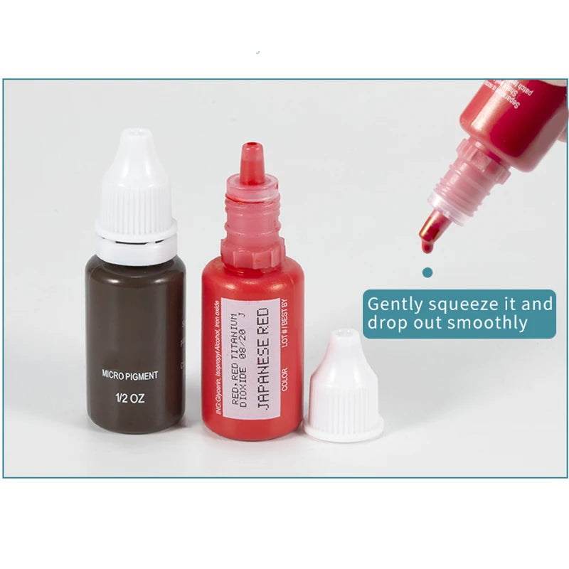 15ml Pigment Ink Color Permanent Makeup Microblading Supplies Eyebrow Shading Micropigmentation Cosmetic Tattoo Ink Lip Eyeliner