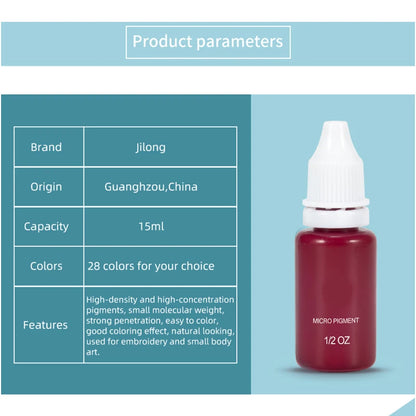 15ml Pigment Ink Color Permanent Makeup Microblading Supplies Eyebrow Shading Micropigmentation Cosmetic Tattoo Ink Lip Eyeliner