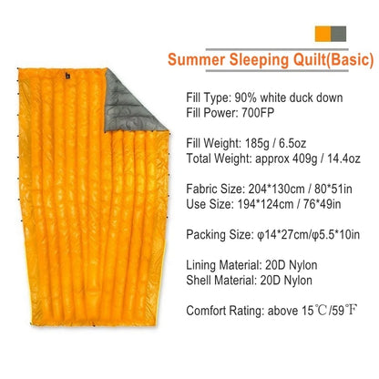 Ice Flame 800FP Quilt Ultralight Envelope Duck Sleeping Bag Mat Underquilt For Hammock Backpacking Camping Hiking