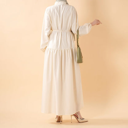 A-Line Trench Shirt Maxi Abaya Dress with Pockets (MA422)