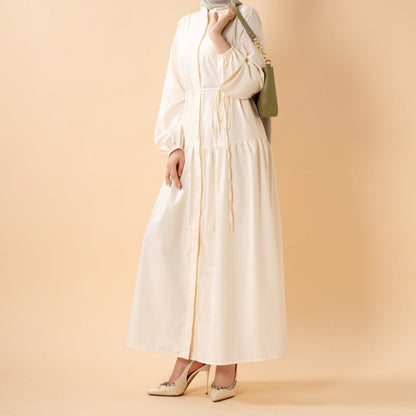 A-Line Trench Shirt Maxi Abaya Dress with Pockets (MA422)