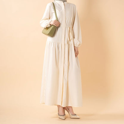 A-Line Trench Shirt Maxi Abaya Dress with Pockets (MA422)