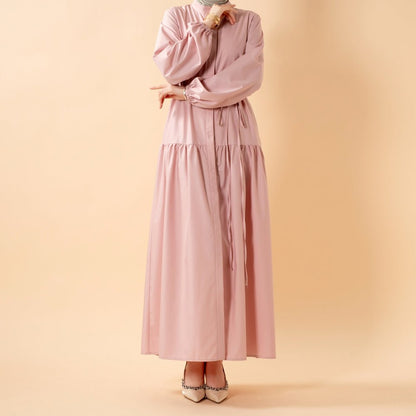 A-Line Trench Shirt Maxi Abaya Dress with Pockets (MA422)