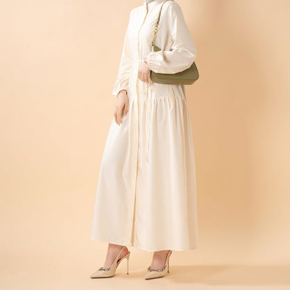 A-Line Trench Shirt Maxi Abaya Dress with Pockets (MA422)