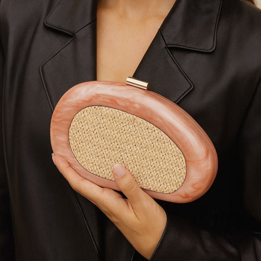 Acrylic Shell Clutch with Woven Inset(MAC372)