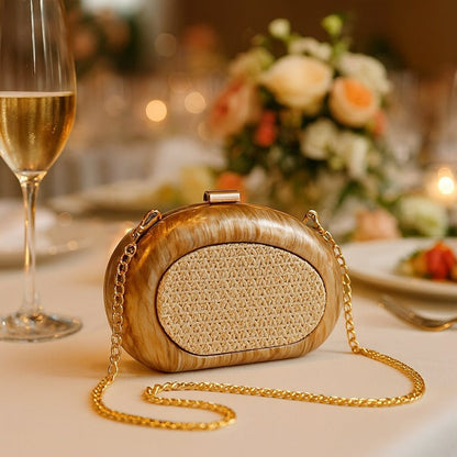 Acrylic Shell Clutch with Woven Inset(MAC372)