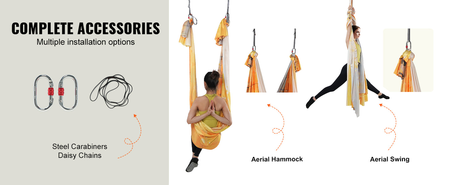 SucceBuy 5.5 Yards Aerial Yoga Hammock & Swing Nylon Fabric Full Rigging Hardware for Antigravity Yoga Fitness Bodybuilding