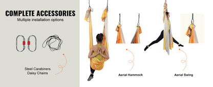 SucceBuy 5.5 Yards Aerial Yoga Hammock & Swing Nylon Fabric Full Rigging Hardware for Antigravity Yoga Fitness Bodybuilding