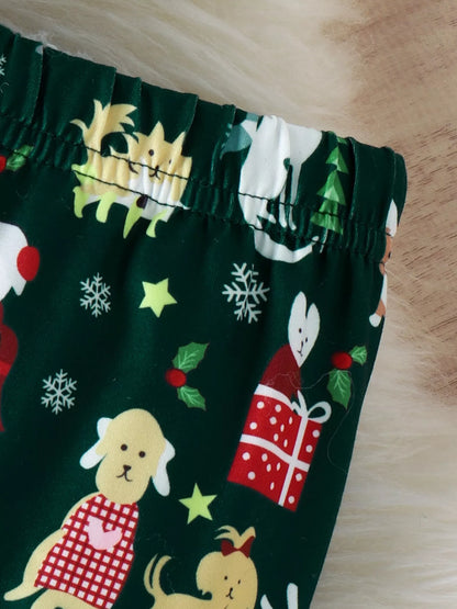 Children's Christmas Print Top and Pants Set