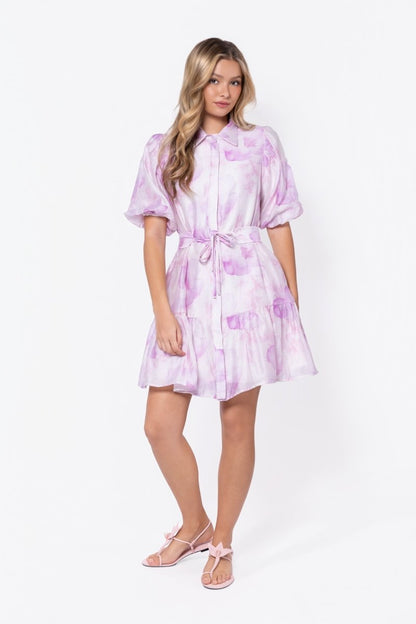 Allie Dress Short Sleeve 37" (White/Pink)