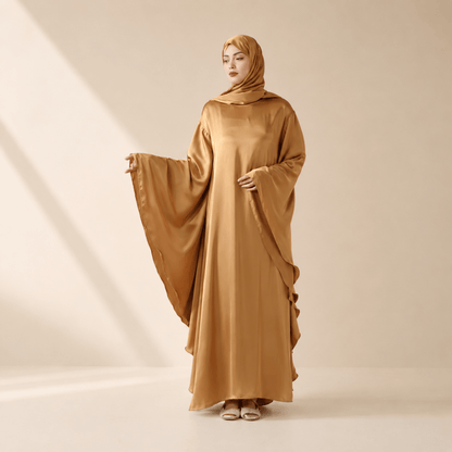 Archive Piece Luxury Satin Floaty Kaftan Abaya With Matching Hijab - MP007 (Size M Only)