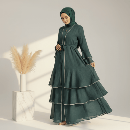 Archive Piece Shimmer Crepe Open Abaya & Belt Set - MP013 (Size M Only)