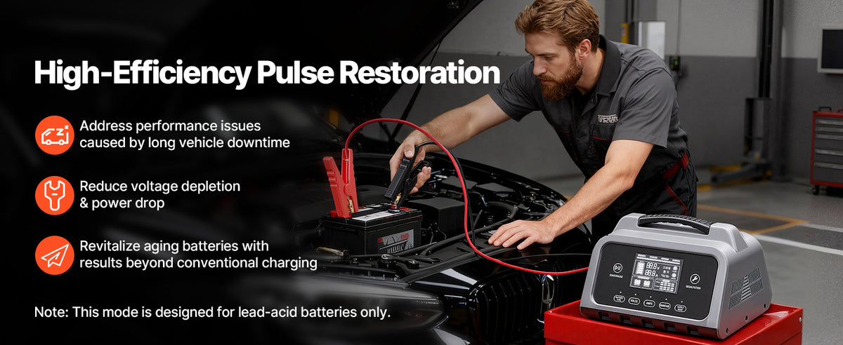 SucceBuy Smart Battery Charger 12A/16A/20A/25A with LCD Display Trickle Charging Maintainer Desulfator, for Car Boat Motorcycle