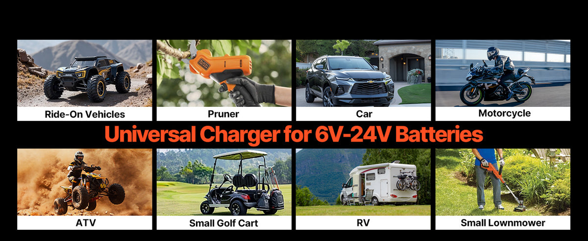SucceBuy Smart Battery Charger 12A/16A/20A/25A with LCD Display Trickle Charging Maintainer Desulfator, for Car Boat Motorcycle