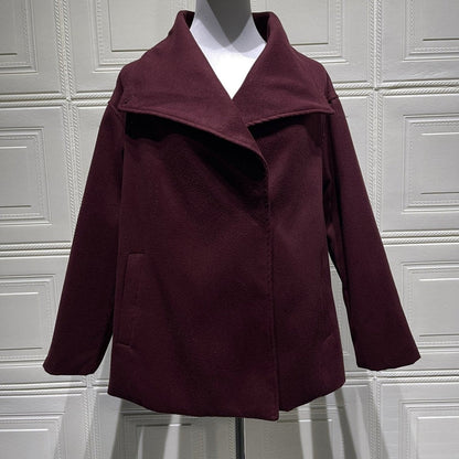 Belted Wrap Coat with Wide Collar | Double-Faced Wool Blend Jacket(MS254)