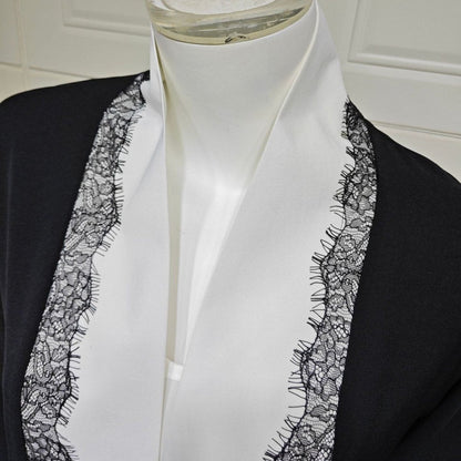 Black & White Lace Trim Open Abaya(MOA311)