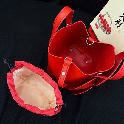Innovative Chinese-Style Floral Bucket Bag Drawstring French Mini Tote Bag Flower Bucket Purse Women Luxury Designer Handbags