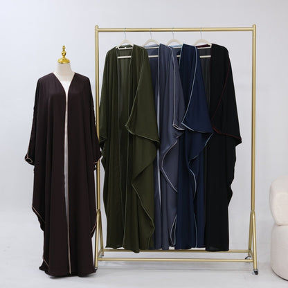 Contrast Piped Batwing Open Abaya(MOA325)