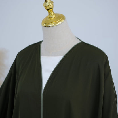 Contrast Piped Batwing Open Abaya(MOA325)