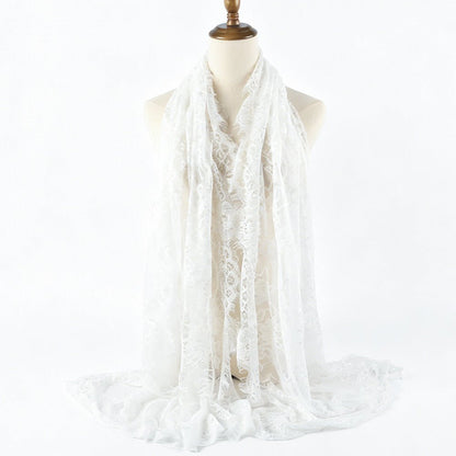 Floral Lace Hijab with Eyelash Fringe Edge(MH237)