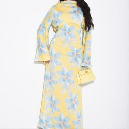 Floral Print Washed Crinkle Maxi Dress(MS437)
