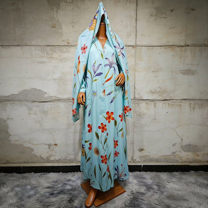 Floral Printed Oversized Abaya with Hijab (MOA297)
