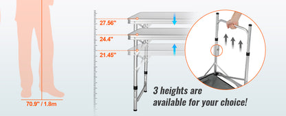 SucceBuy Camping Kitchen Table Quick Set-up Folding Camping Table MDF Camping Table for Outdoor Picnics BBQ Camping RV Traveling