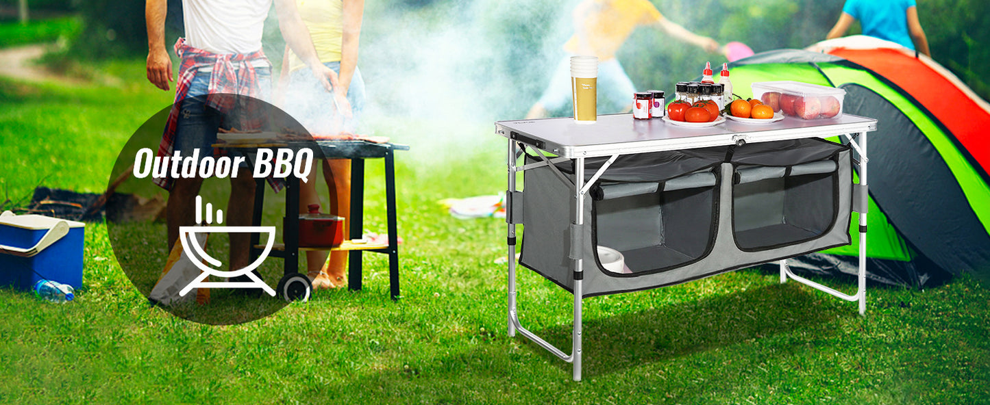 SucceBuy Camping Kitchen Table Quick Set-up Folding Camping Table MDF Camping Table for Outdoor Picnics BBQ Camping RV Traveling