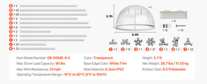 SucceBuy Garden Dome Tent Weatherproof Geodesic Dome Greenhouse with Window PVC Igloo Tents for Backyard Patios Camping Party