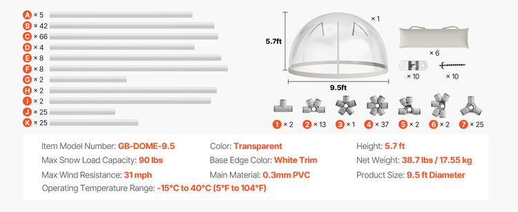 SucceBuy Garden Dome Tent Weatherproof Geodesic Dome Greenhouse with Window PVC Igloo Tents for Backyard Patios Camping Party
