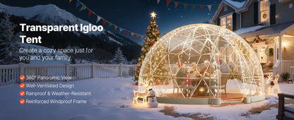 SucceBuy Garden Dome Tent Weatherproof Geodesic Dome Greenhouse with Window PVC Igloo Tents for Backyard Patios Camping Party