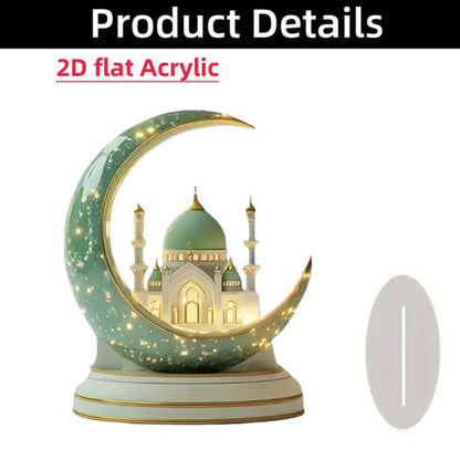 Islamic Crescent with Islamic Motifs Acrylic Desktop Ornament (MAC398)