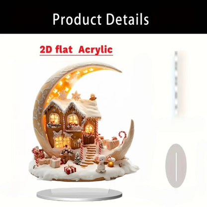 Islamic Crescent with Islamic Motifs Acrylic Desktop Ornament (MAC398)