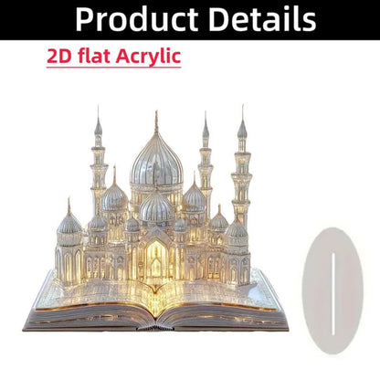 Islamic Crescent with Islamic Motifs Acrylic Desktop Ornament (MAC398)