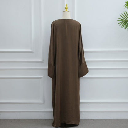 Lace Cuff Crinkle Open Abaya(MOA328)