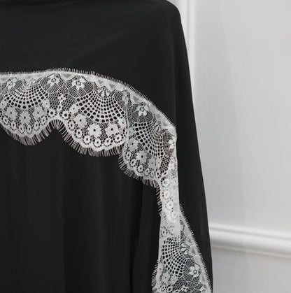 Lace Splice Nida Maxi Dress & Hijab Set(MA444)