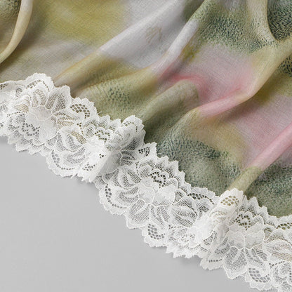 Lace Trim Print Hijab Shawl(MH224)
