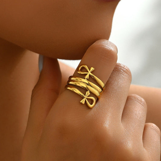 Minimalist Bow Design Statement Ring (MAC411)