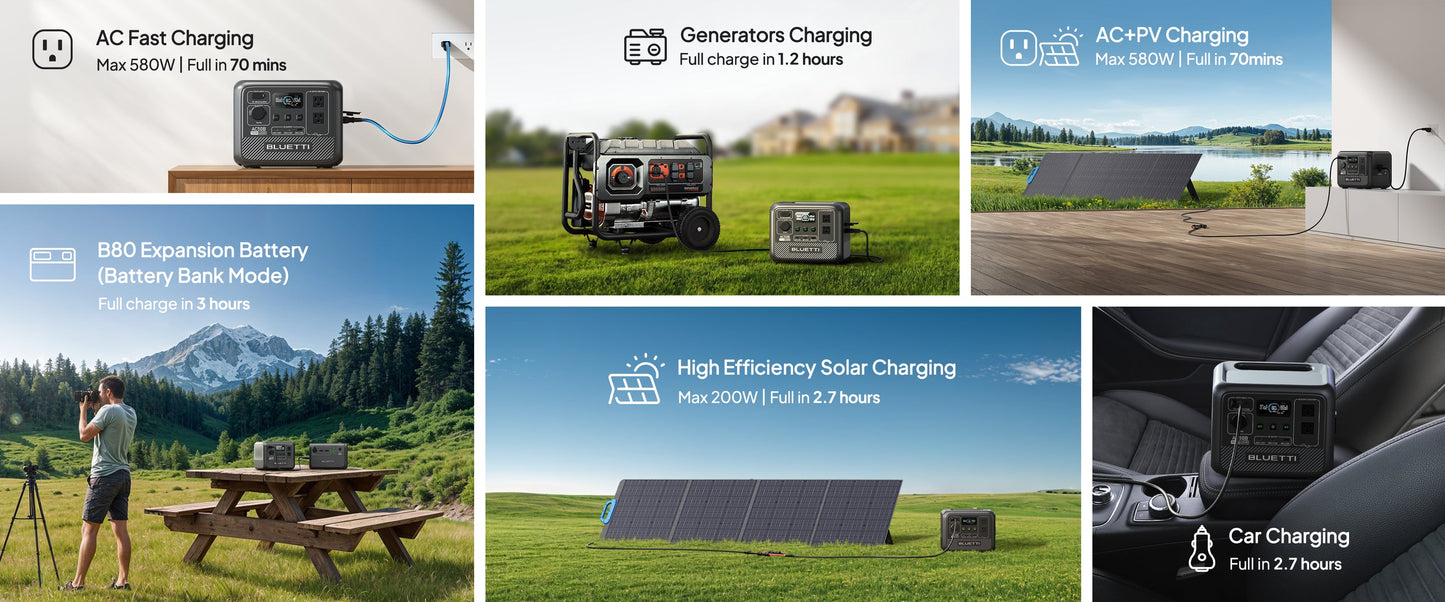 BLUETTI AC50B Portable Power Station | 700W 448Wh Solar Generator Lightweight for Outdoor Camping RV Travel Home Backup Emergenc