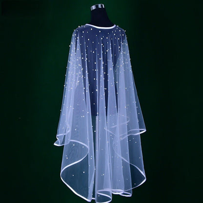 Pearl Embellished Bridal Cape(MAC374)