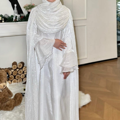 Pleated Cape Sleeve Abaya Maxi Dress(MA430)