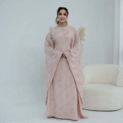 Print Batwing Sleeve Maxi Dress(MA446)