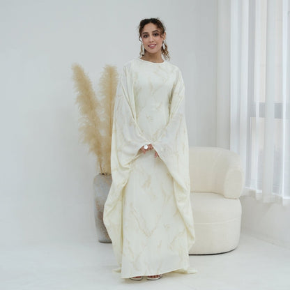 Print Batwing Sleeve Maxi Dress(MA446)