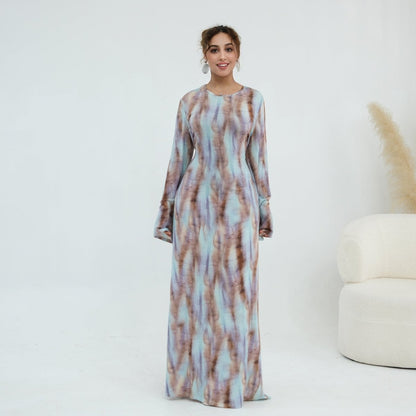 Print Stretch Maxi Dress(MS429)