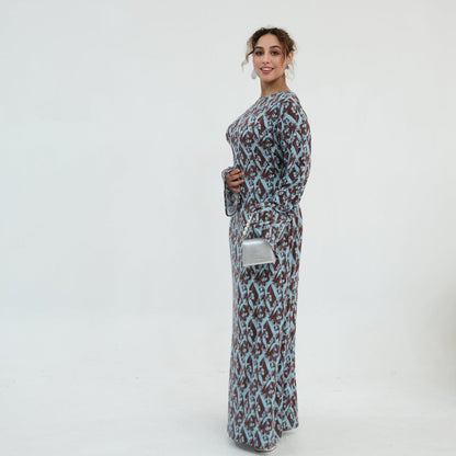 Print Stretch Maxi Dress(MS429)