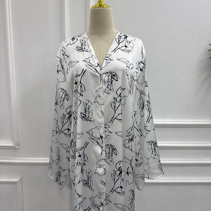 Printed Double-Layer Open Abaya & Hijab Set(MOA324)