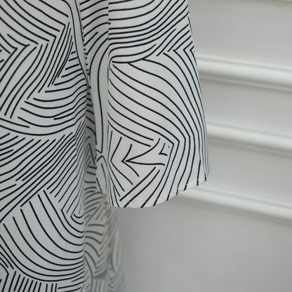 Printed Washed-Crinkle Bell Sleeve Maxi Dress(MS474)