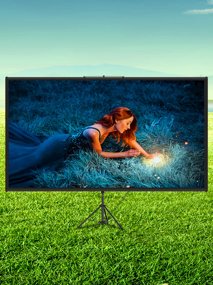 SucceBuy 100 Inch Tripod Projector Screen with Stand 16:9 4K HD Portable Projection Home Cinema for Indoor & Outdoor Projection