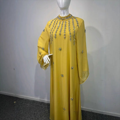 Rhinestone Scatter Batwing Abaya (MA419)